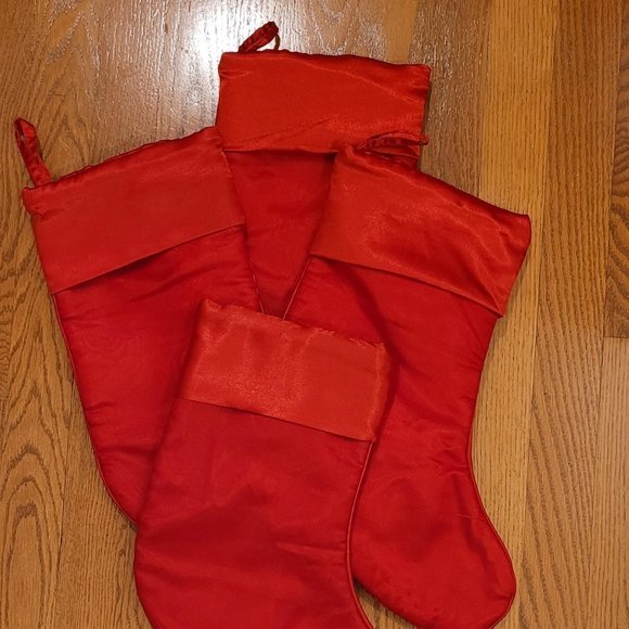 NEW Red Satin Christmas Stockings - 4 Stockings - Picture 3 of 3